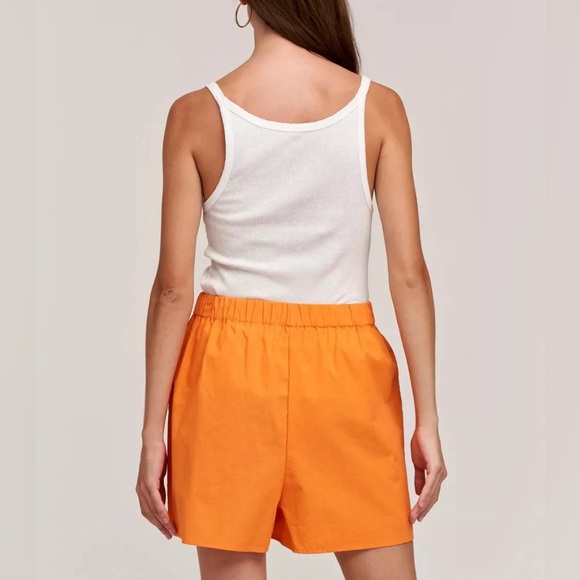 NWT Velvet By Graham & Spencer Holly High Rise Pull On Cotton Short Orange Small - Picture 2 of 3